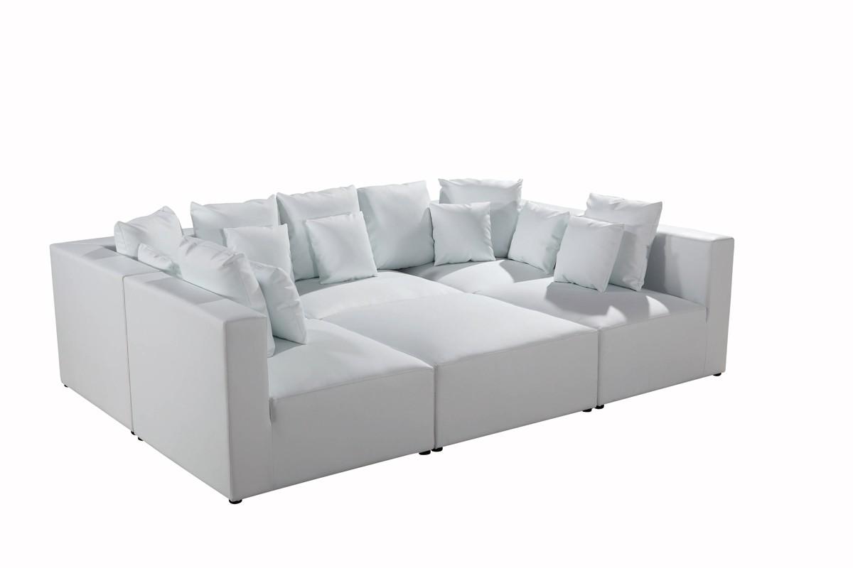 

    
Soflex San Jose Ultra Modern White Bonded Leather Sectional Modular Sofa Set 6Ps
