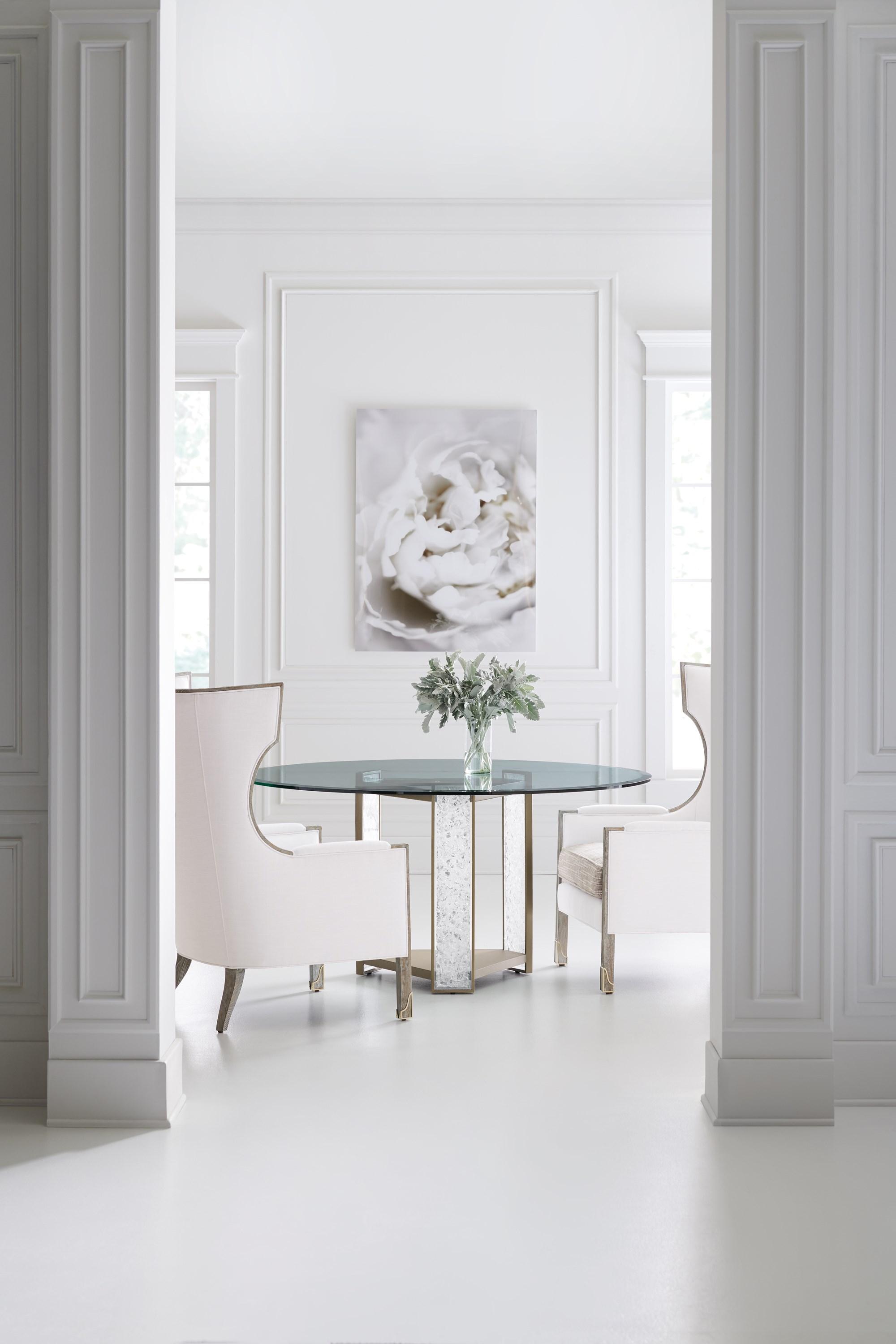 

    
CLA-019-2012 Sundance Gold Base & Tempered Glass Top 60" Dining Table BREAK THE ICE by Caracole

