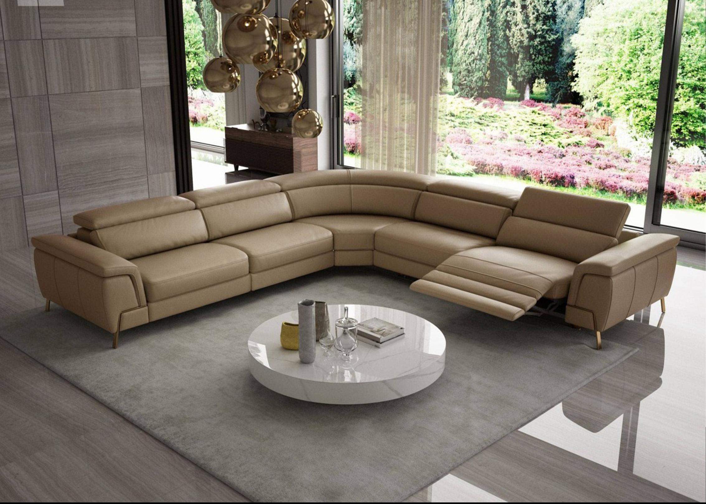 Contemporary, Modern Sectional Recliner VGCCVIOLA-KIM-COG-LAF-SECT VGCCWONDER-BEI-SECT in Tan Italian Leather