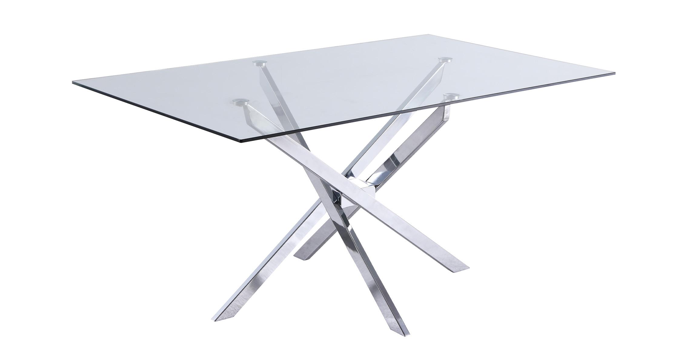 

    
Tempered Glass Top & Chrome Base Dining Table XANDER 901-T Meridian Contemporary
