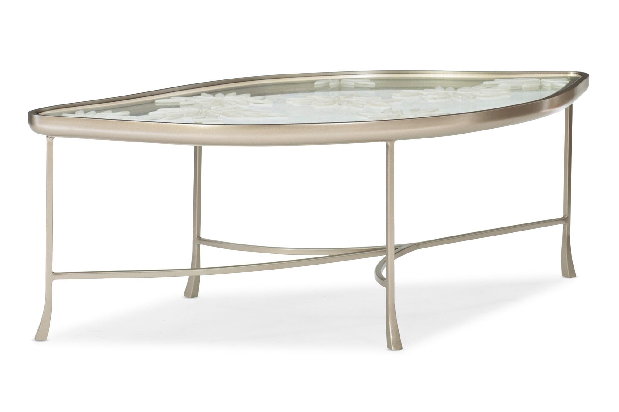 

    
Tempered Glass Top W/ Encased Cast Leaf Coffee Table LEAF IT TO ME by Caracole

