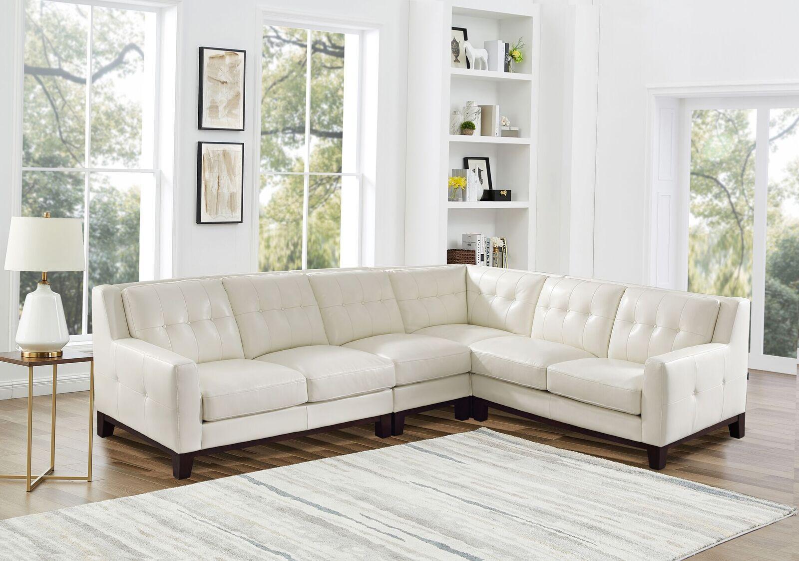

    
Top Grain Leather White Sectional Sofa Nicola HYDELINE® Contemporary
