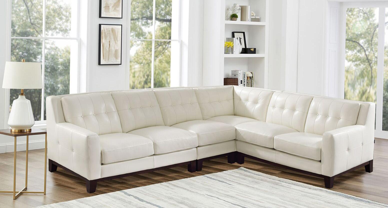 

    
Top Grain Leather White Sectional Sofa Nicola HYDELINE® Contemporary
