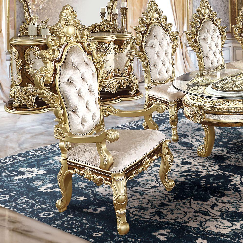 

    
Acme Furniture Desiderius Dining Room Set 7PCS DN60000-7PCS Dining Room Set Gold/Brown DN60000-7PCS
