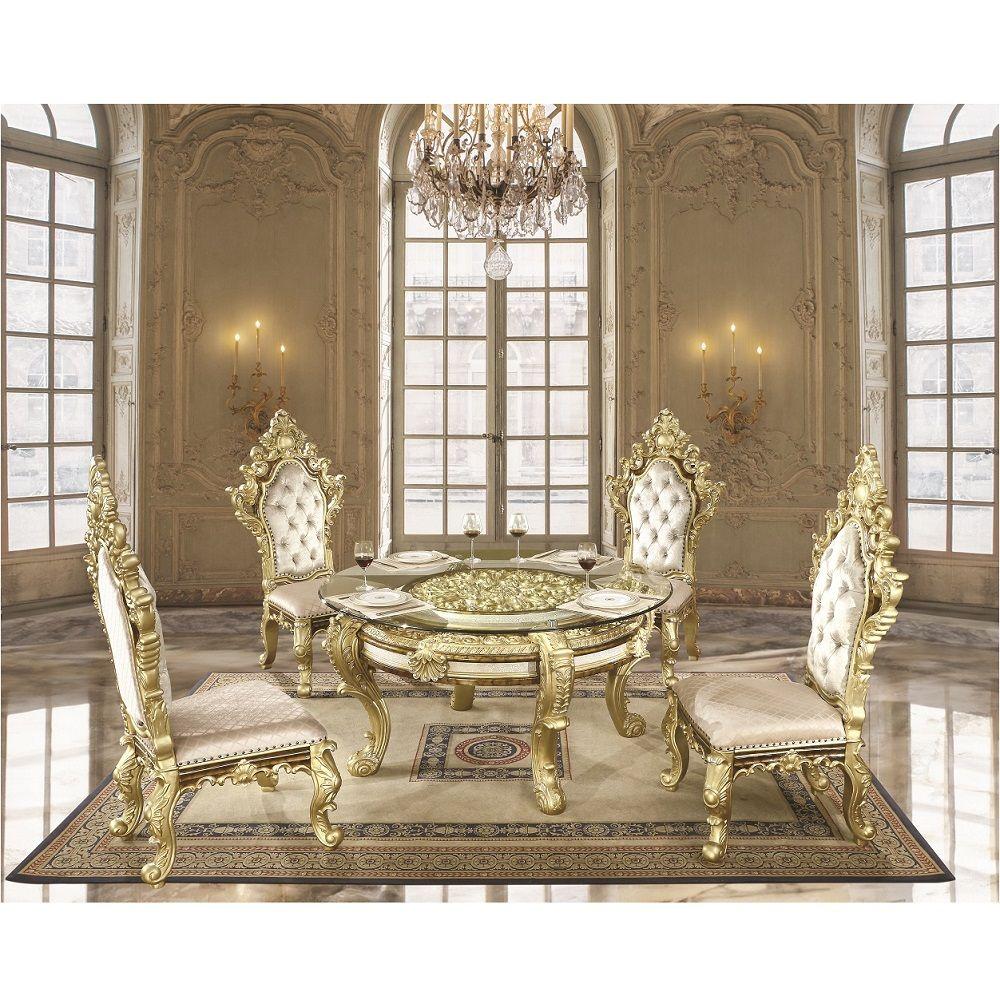 Traditional Dining Room Set Desiderius Dining Room Set 8PCS DN60005-8PCS DN60005-8PCS in Gold, Brown Fabric