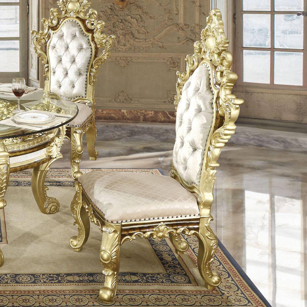 Traditional Side Chair Set Desiderius Side Chair Set 2PCS DN60001-2PCS DN60001-2PCS in Gold, Brown Fabric