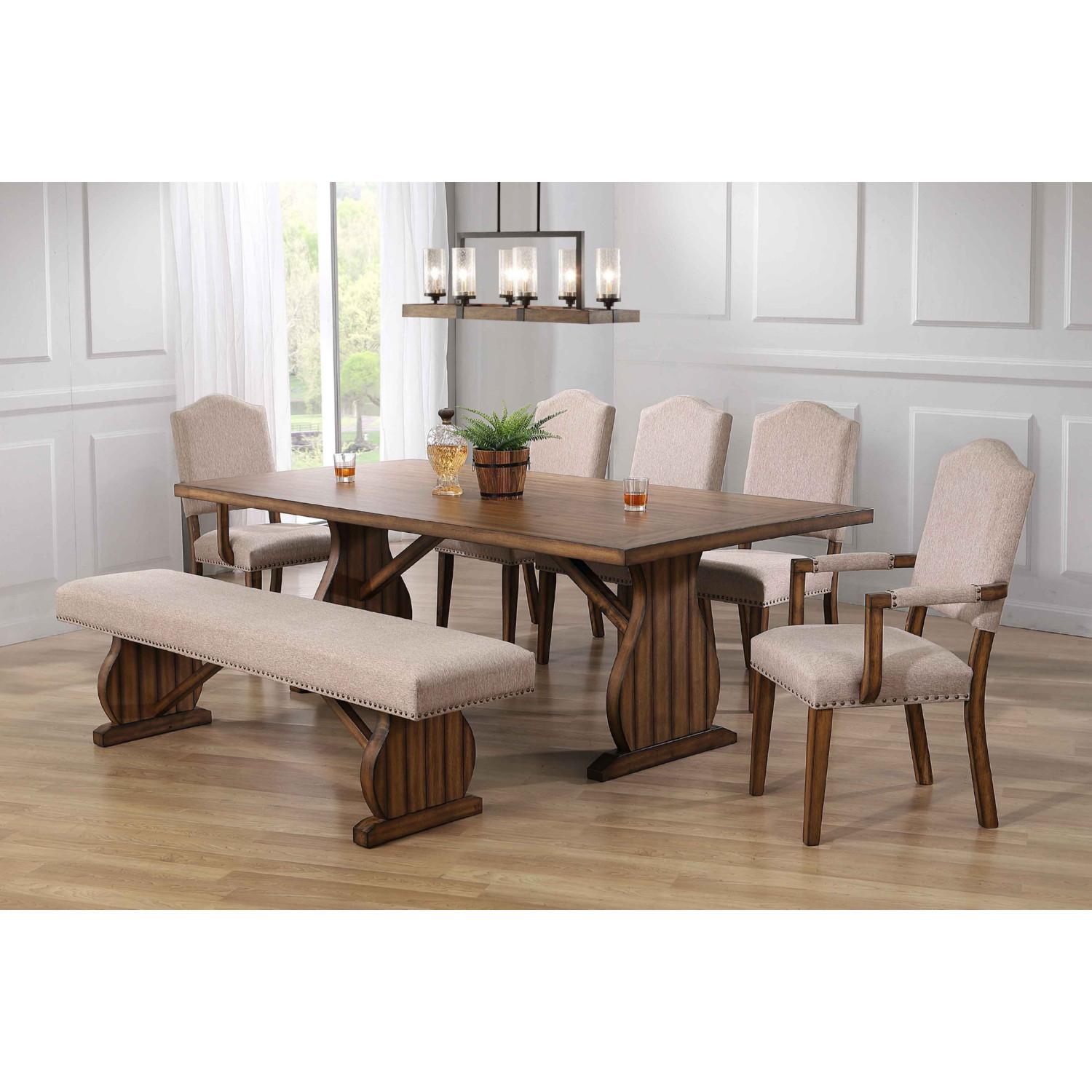 Traditional Dining Room Set Maurice 62470-8pcs in Brown Oak 