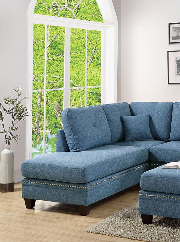 

    
Blue Fabric Upholstered 2-Pcs Sectional Sofa Set F6512 Poundex Traditional
