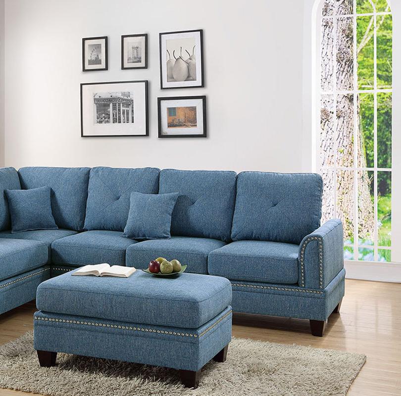 

    
Poundex Furniture F6512 Sectional Sofa Blue F6512
