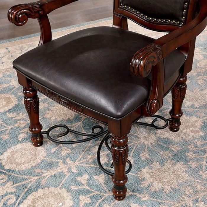 

    
Traditional Brown Cherry & Black Solid Wood Arm Chairs Set 2pcs Furniture of America CM3147AC Picardy
