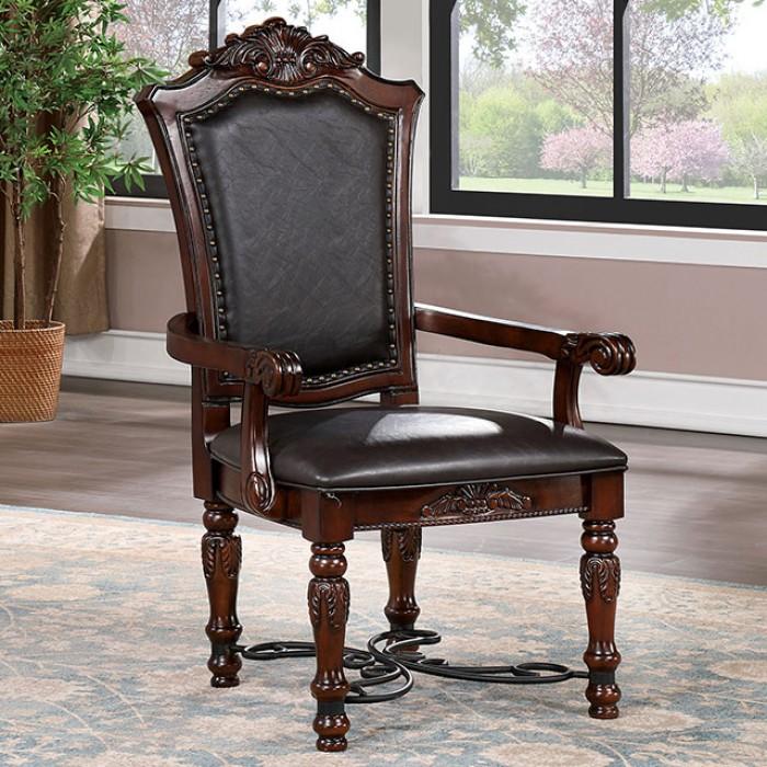 Traditional Dining Arm Chair CM3147AC Picardy CM3147AC in Dark Cherry Leatherette