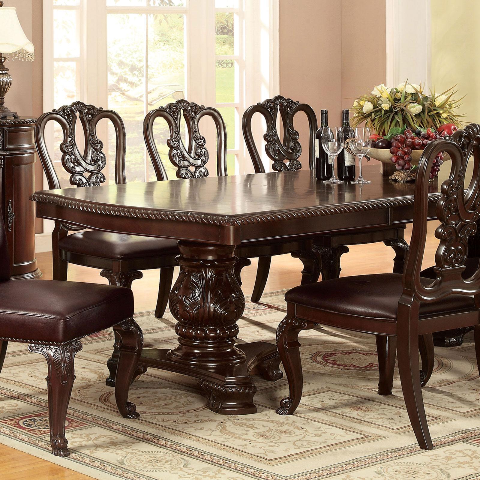 Traditional Dining Room Set CM3319T-9PC Bellagio CM3319T-9PC in Brown Leatherette