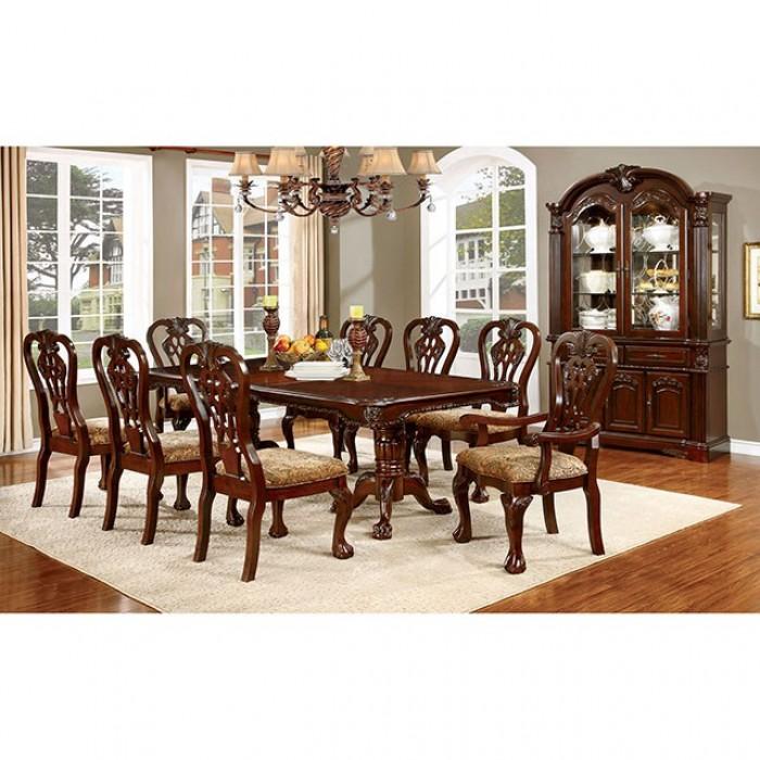 Traditional Dining Room Set CM3212T-Set-10 Elana CM3212T-10PC in Brown Fabric