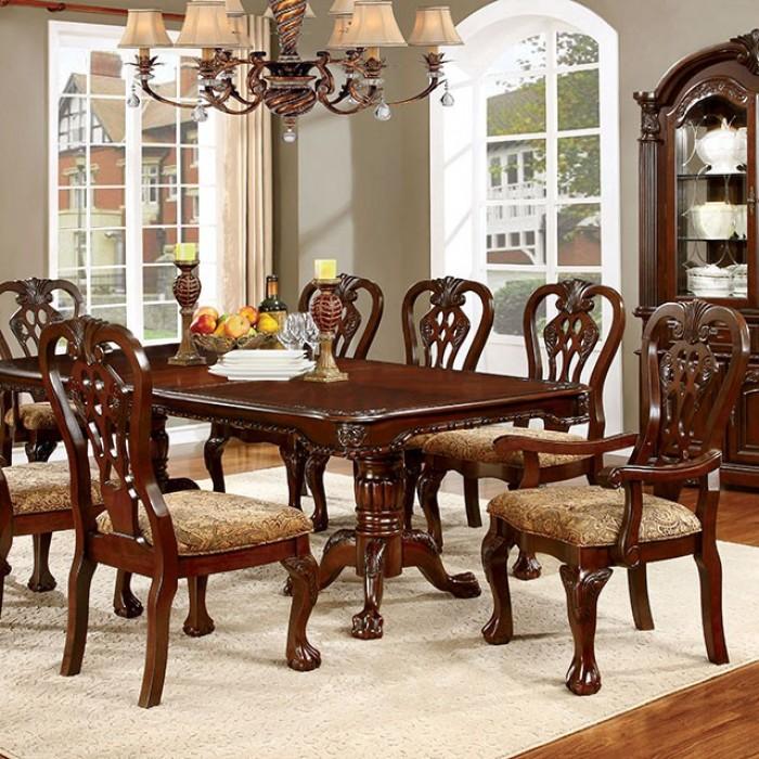 

    
CM3212T-10PC Traditional Brown Cherry Solid Wood Dining Room Set 10pcs Furniture of America Elana
