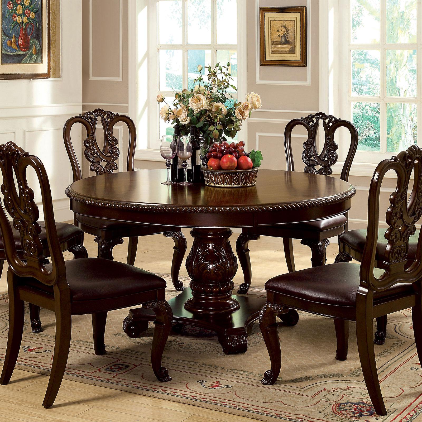 Traditional Dining Room Set CM3319RT-8PC Bellagio CM3319RT-8PC in Brown Leatherette