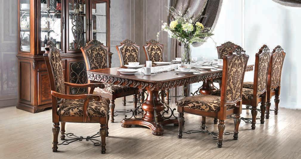 

    
Traditional Brown Cherry Solid Wood Dining Room Set 9pcs Furniture of America Lucie
