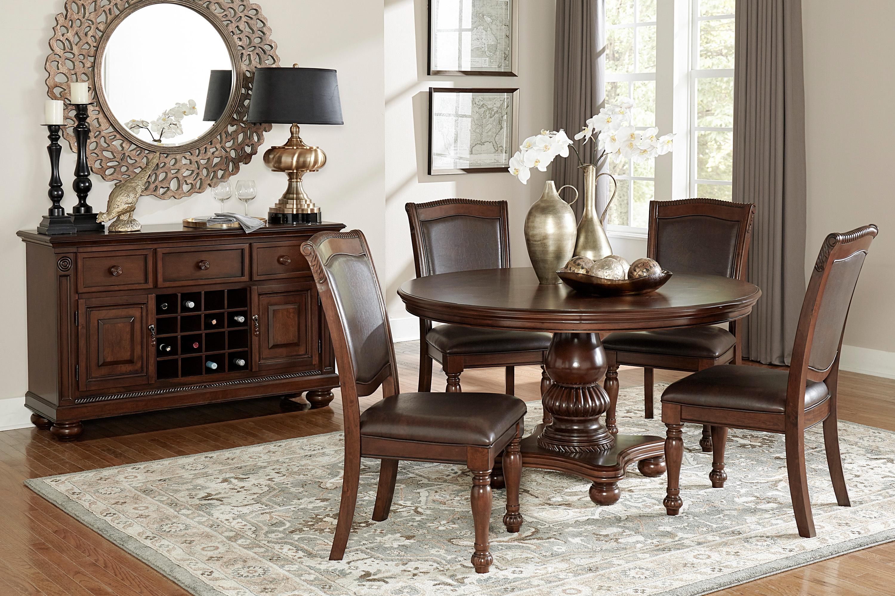 Traditional Dining Room Set 5473-54*6PC Lordsburg 5473-54*6PC in Cherry Faux Leather