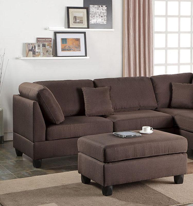 

    
3-Pcs Sectional Set F7608 Brown Fabric Poundex Traditional
