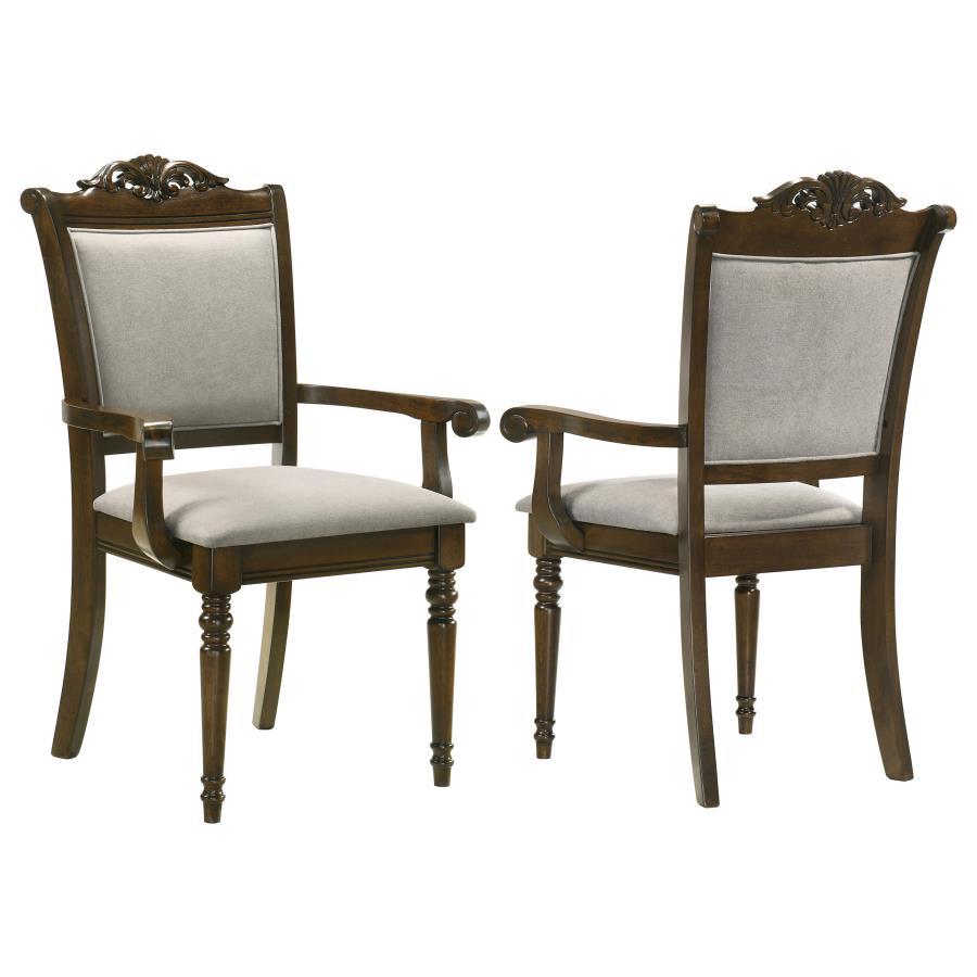 Traditional Dining Arm Chair Set Willowbrook Dining Arm Chair Set 2PCS 108113-AC-2PCS 108113-AC-2PCS in Chestnut, Gray Polyester