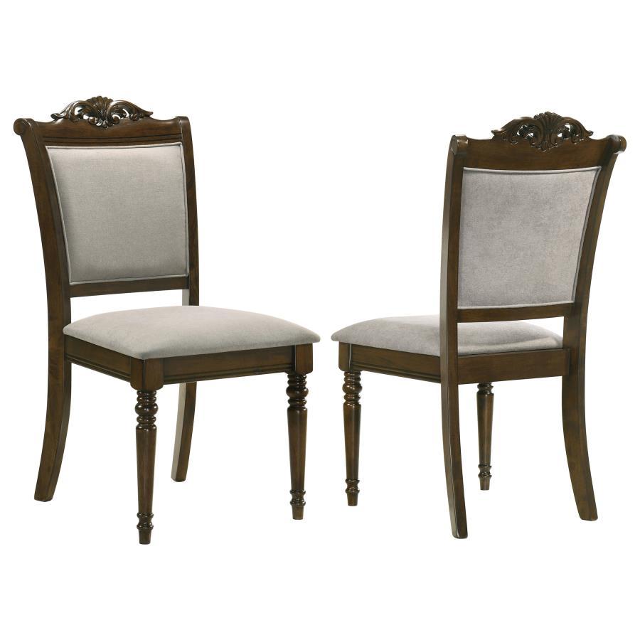 Traditional Side Chair Set Willowbrook Dining Side Chair Set 2PCS 108112-SC-2PCS 108112-SC-2PCS in Chestnut, Gray Polyester