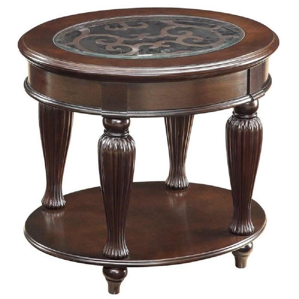 

    
Traditional Dark Cherry Solid Wood End Table Furniture of America CM4642E Centinel
