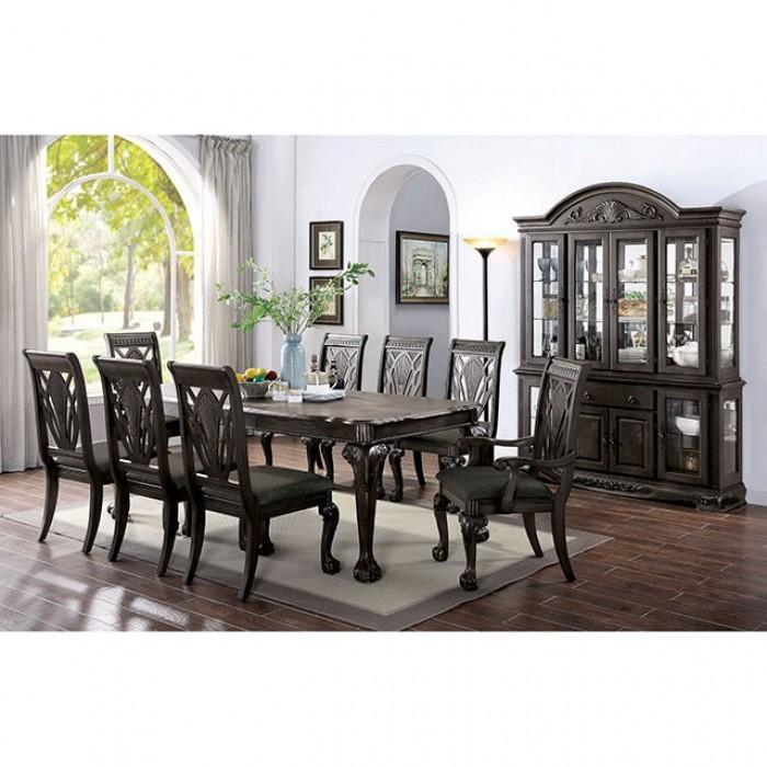 

    
Traditional Dark Gray Solid Wood Dining Room Set 9pcs Furniture of America Petersburg
