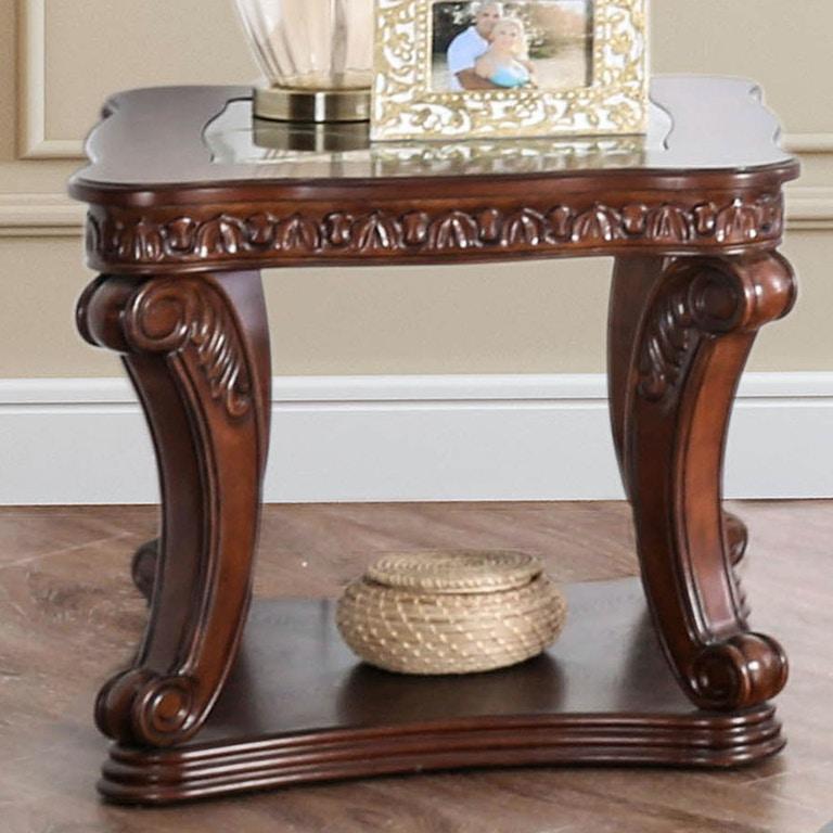 

    
Traditional Dark Oak Tempered Glass Top End Table Furniture of America CM4428E Walworth
