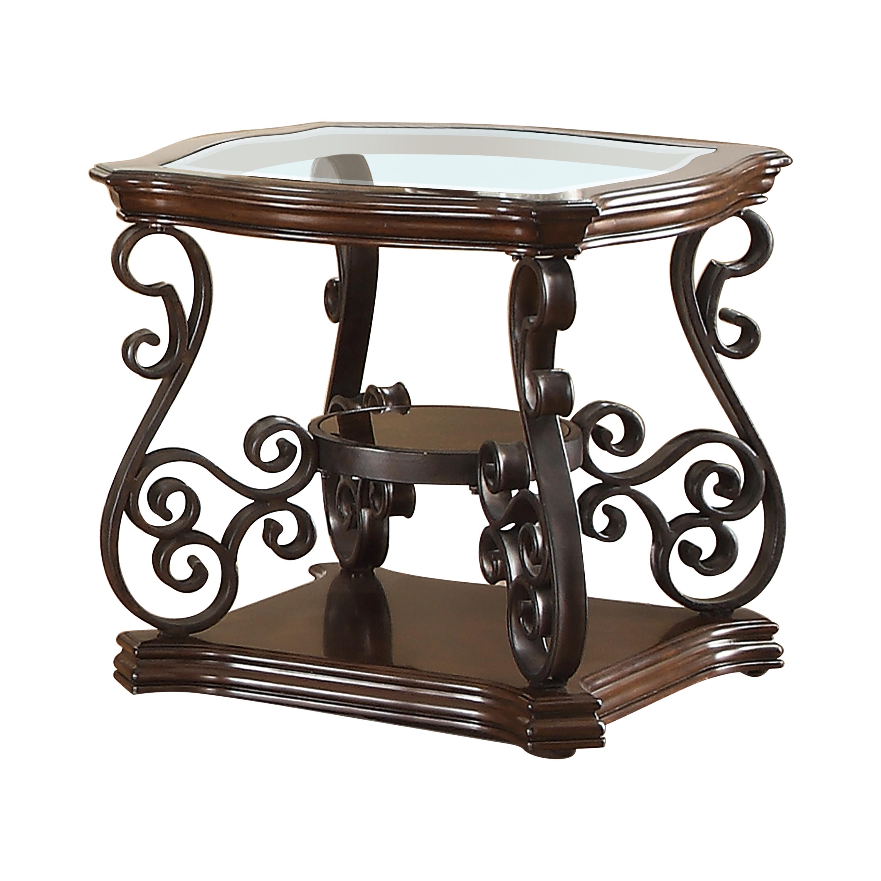 

    
Traditional Deep Merlot Metal & Tempered Glass End Table Coaster 702447

