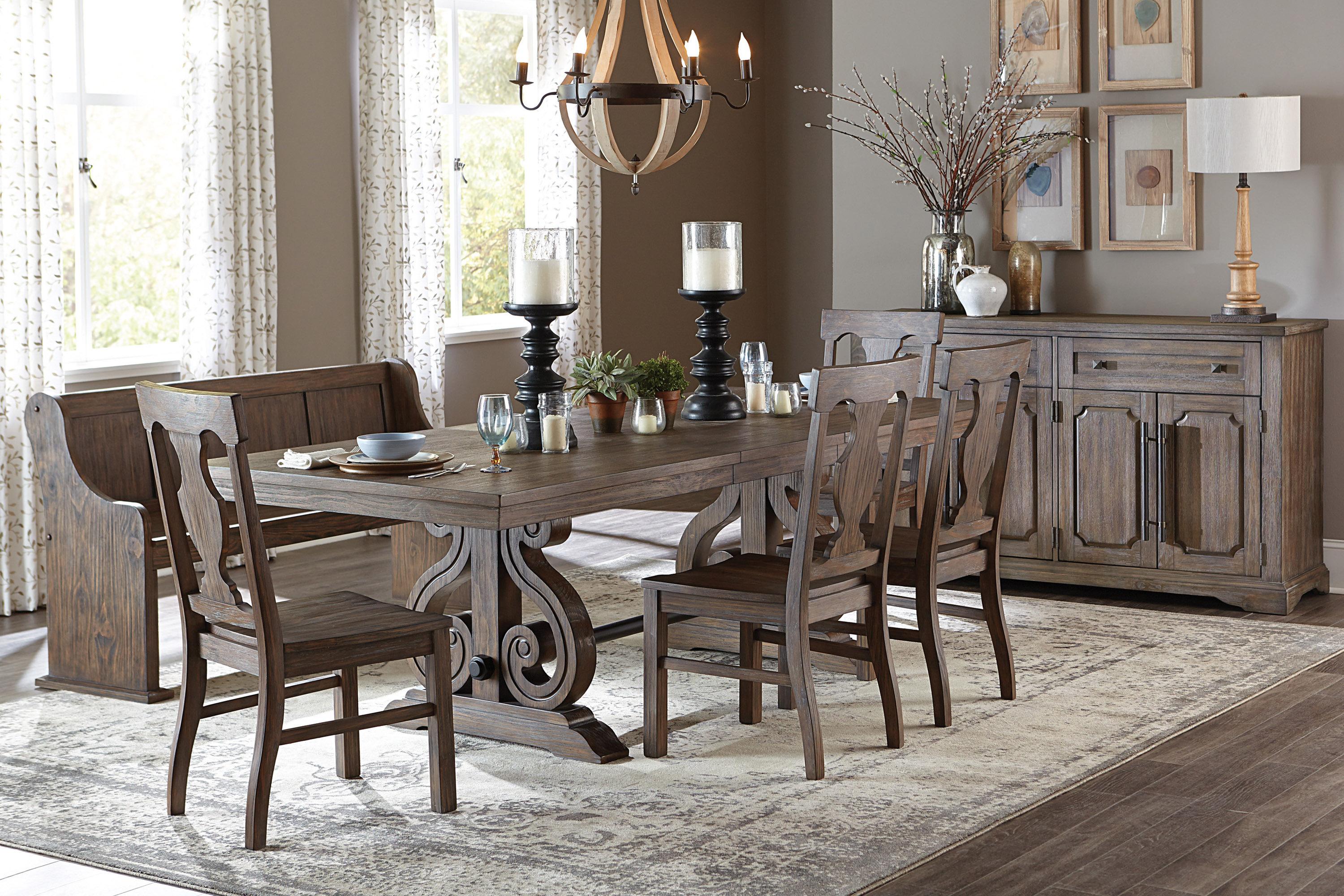 Traditional Dining Room Set 5438-96*8PC Toulon 5438-96*8PC in Dark Oak 