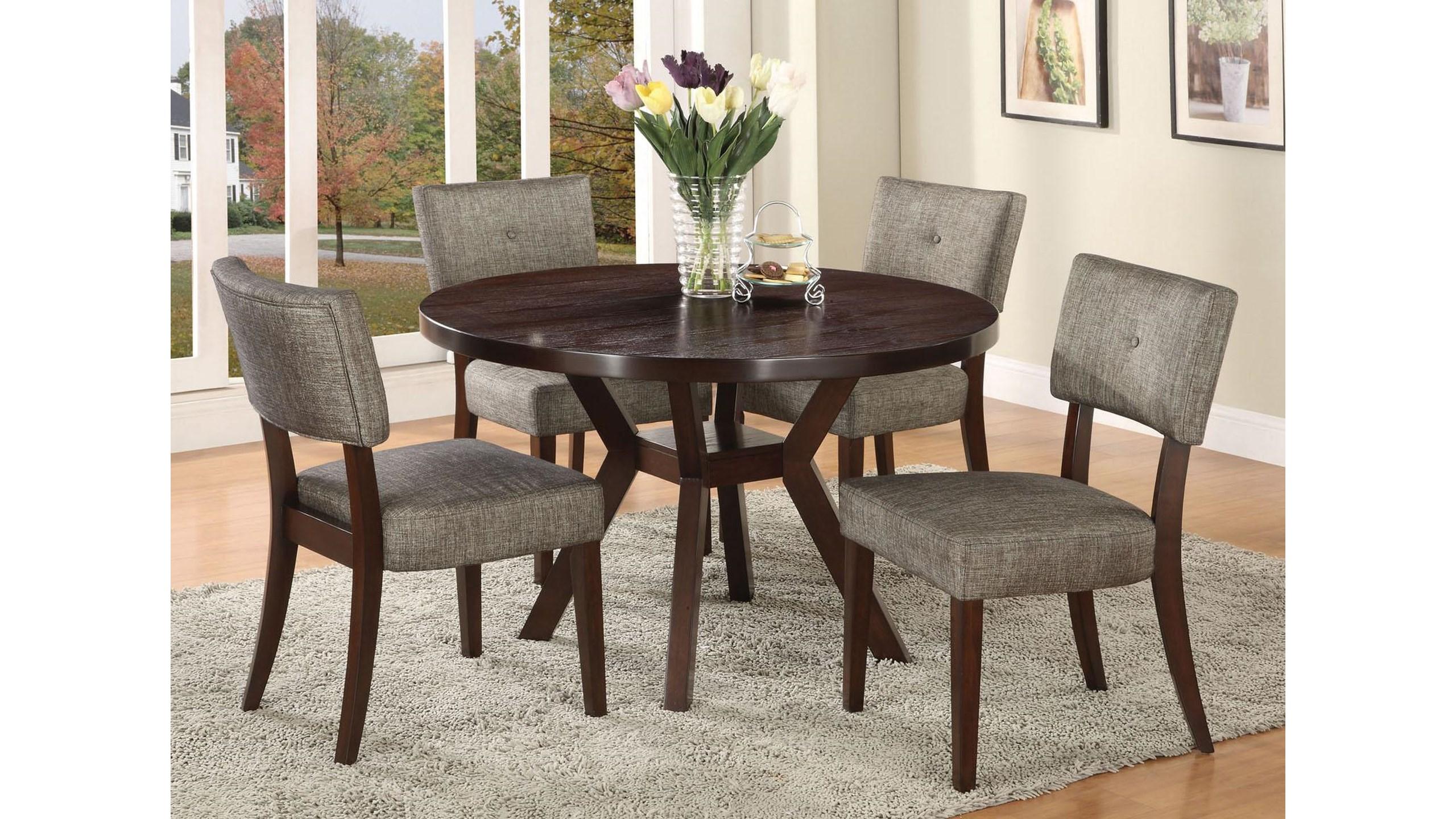 Traditional Dining Room Set Drake 16250-5pcs in Espresso Fabric