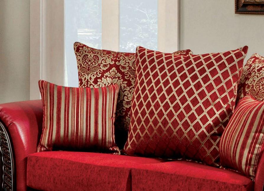 

    
Red Fabric & Leatherette Loveseat MARCUS SM7640N-LV FOA Traditional
