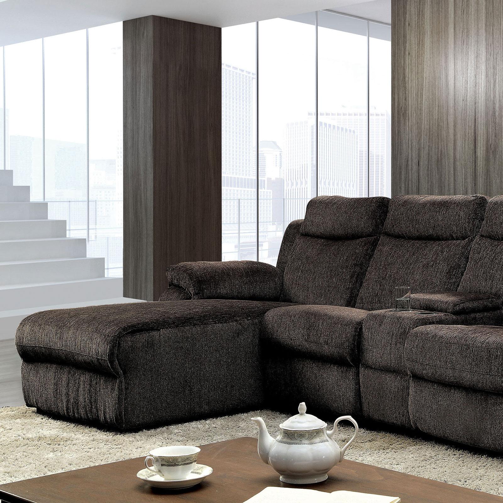 Traditional Sectional Sofa KAMRYN CM6771WG CM6771WG-SECTIONAL in Brown Fabric