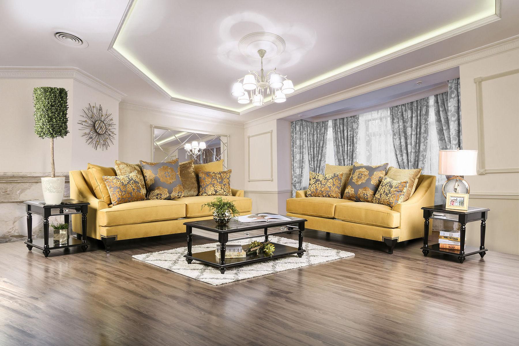 

    
Gold & Gray Fabric Sofa VISCONTTI SM2201-SF Furniture of America Traditional
