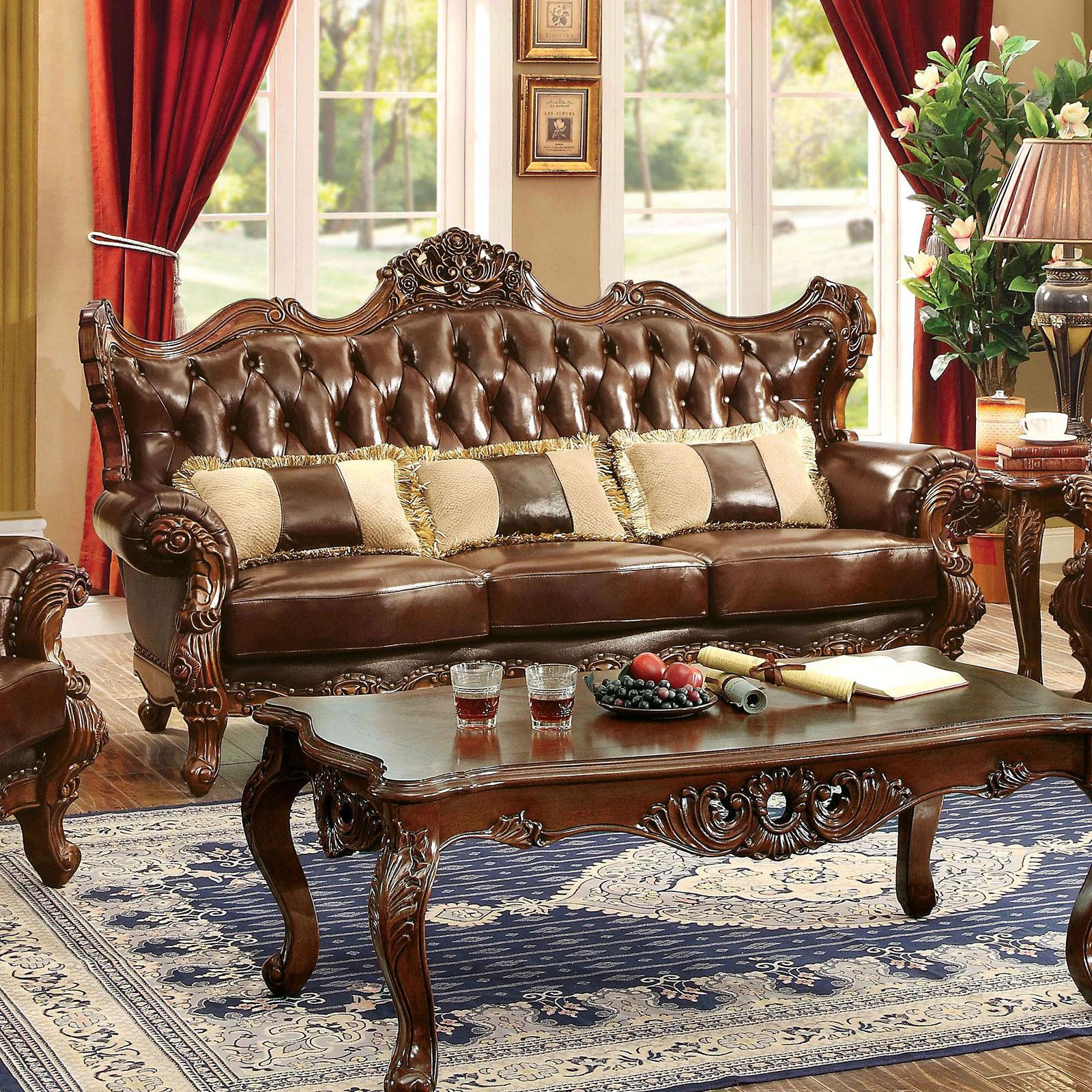 Traditional Sofa JERICHO CM6786-SF-PK CM6786-SF-PK in Brown Faux Leather