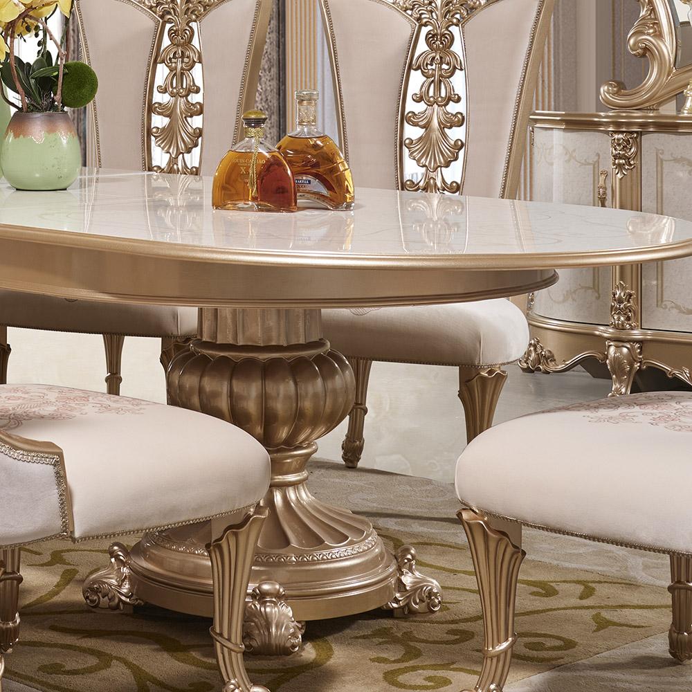 

                    
Homey Design Furniture HD-9083 Dining Room Set Gold/Beige Fabric Purchase 
