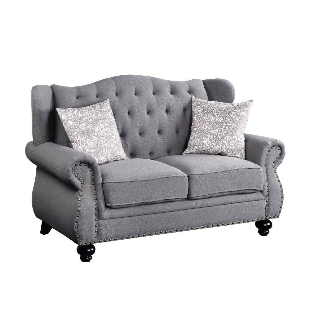 Traditional Loveseat Hannes 53281 in Gray Fabric