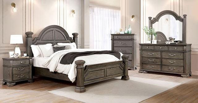 Traditional Poster Bedroom Set FOA7144GY-CK-3PC Pamphilos FOA7144GY-CK-3PC in Gray 