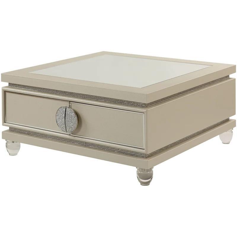 Traditional Coffee Table Noralie 88070 in Ivory PU