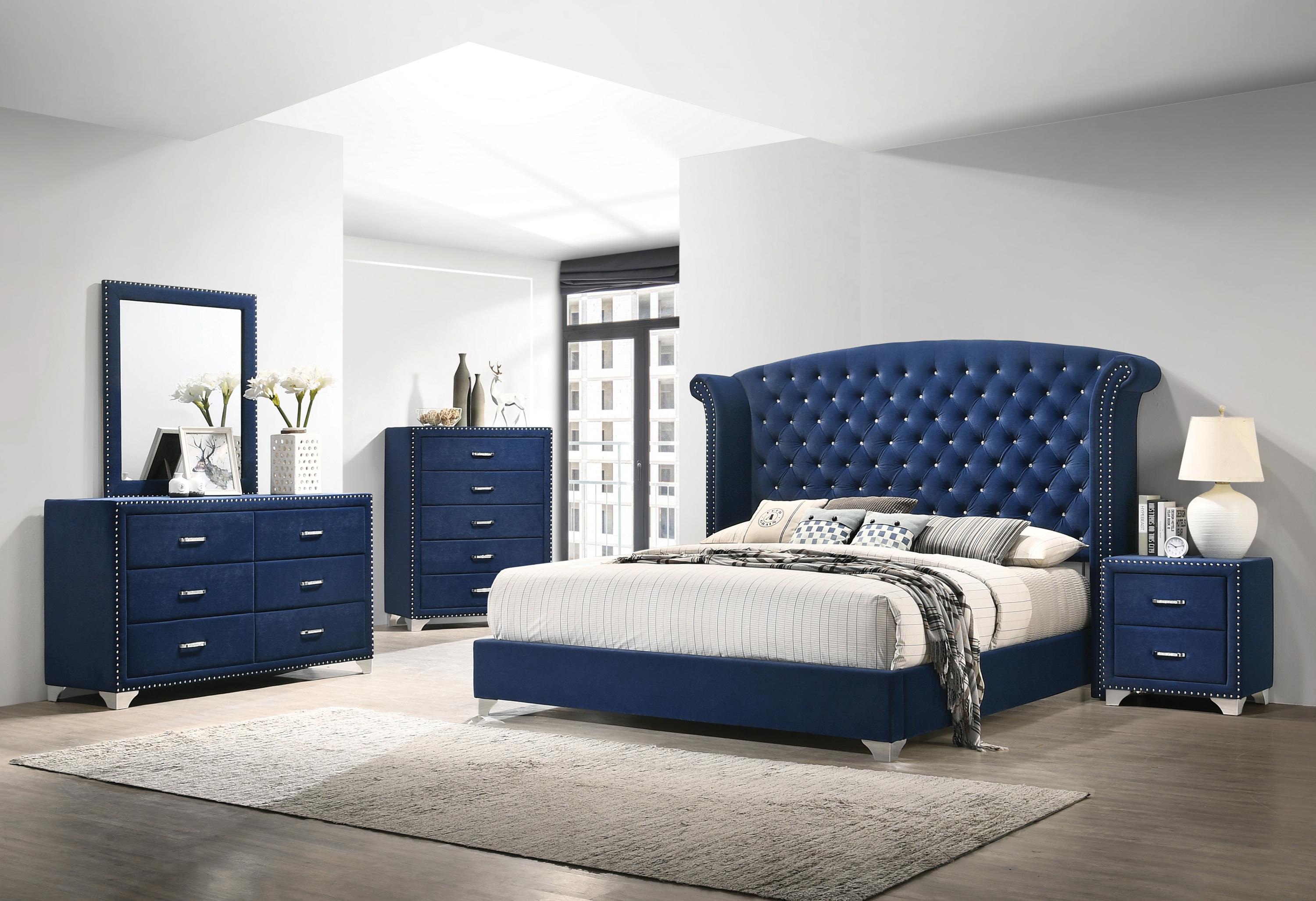 Traditional Bedroom Set 223371Q-3PC Melody 223371Q-3PC in Blue 