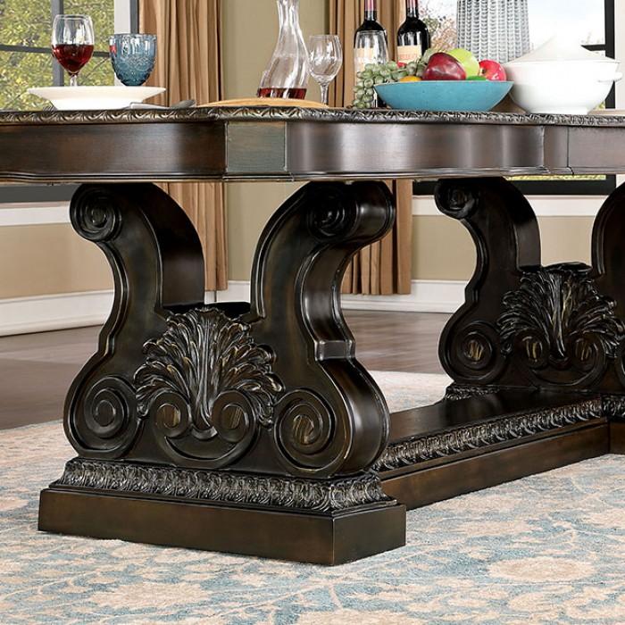 

    
Traditional Walnut & Dark Brown Solid Wood Dining Room Set 10pcs Furniture of America Lombardy
