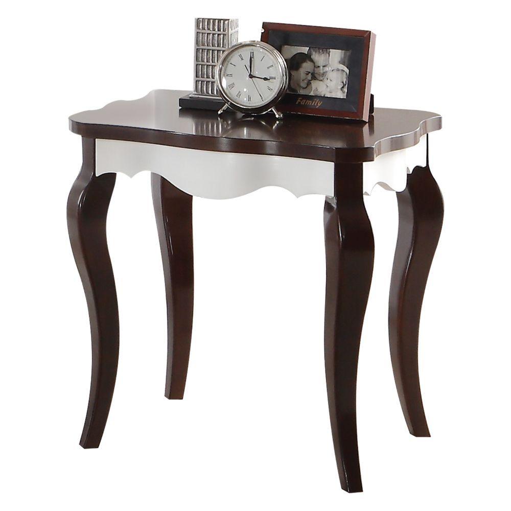 Traditional End Table Mathias 80682 in Walnut, White 