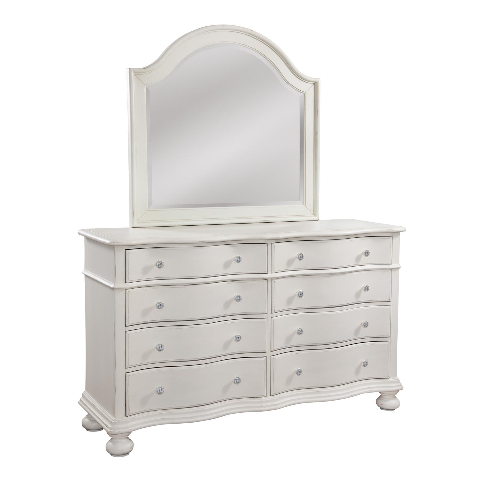 Youth, Traditional, Cottage Dresser With Mirror Rodanthe 3910-TDLM 3910-TDLM in White Finish 