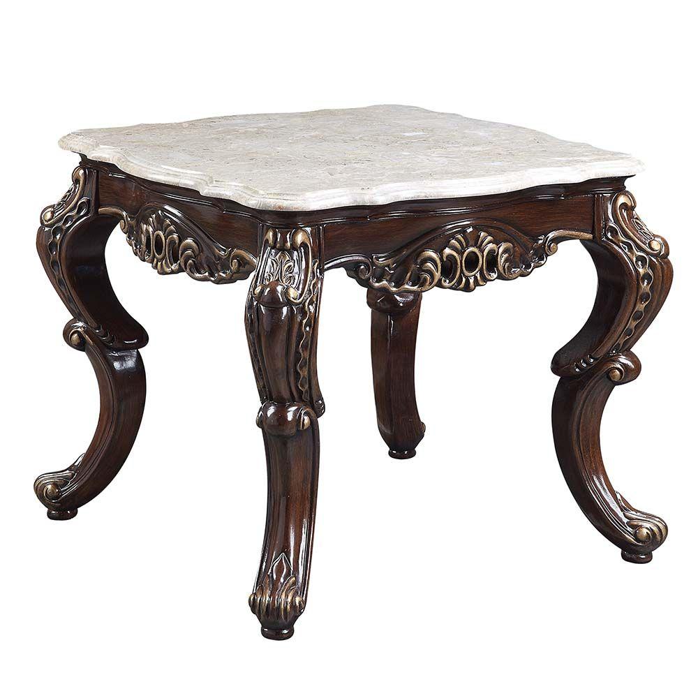 

    
Traditional White Marble & Antique Oak End Table by Acme Benbek LV00813
