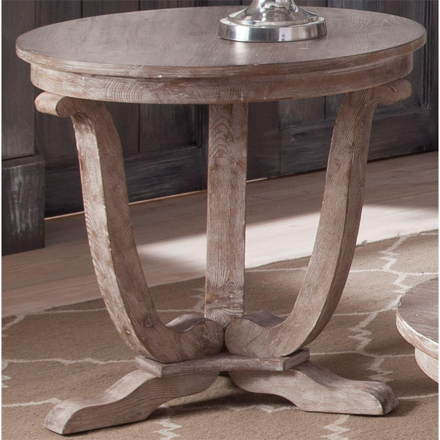

    
White Wash Finish w/ Wire Brush End Table Greystone Mill (154-OT) Liberty Furniture

