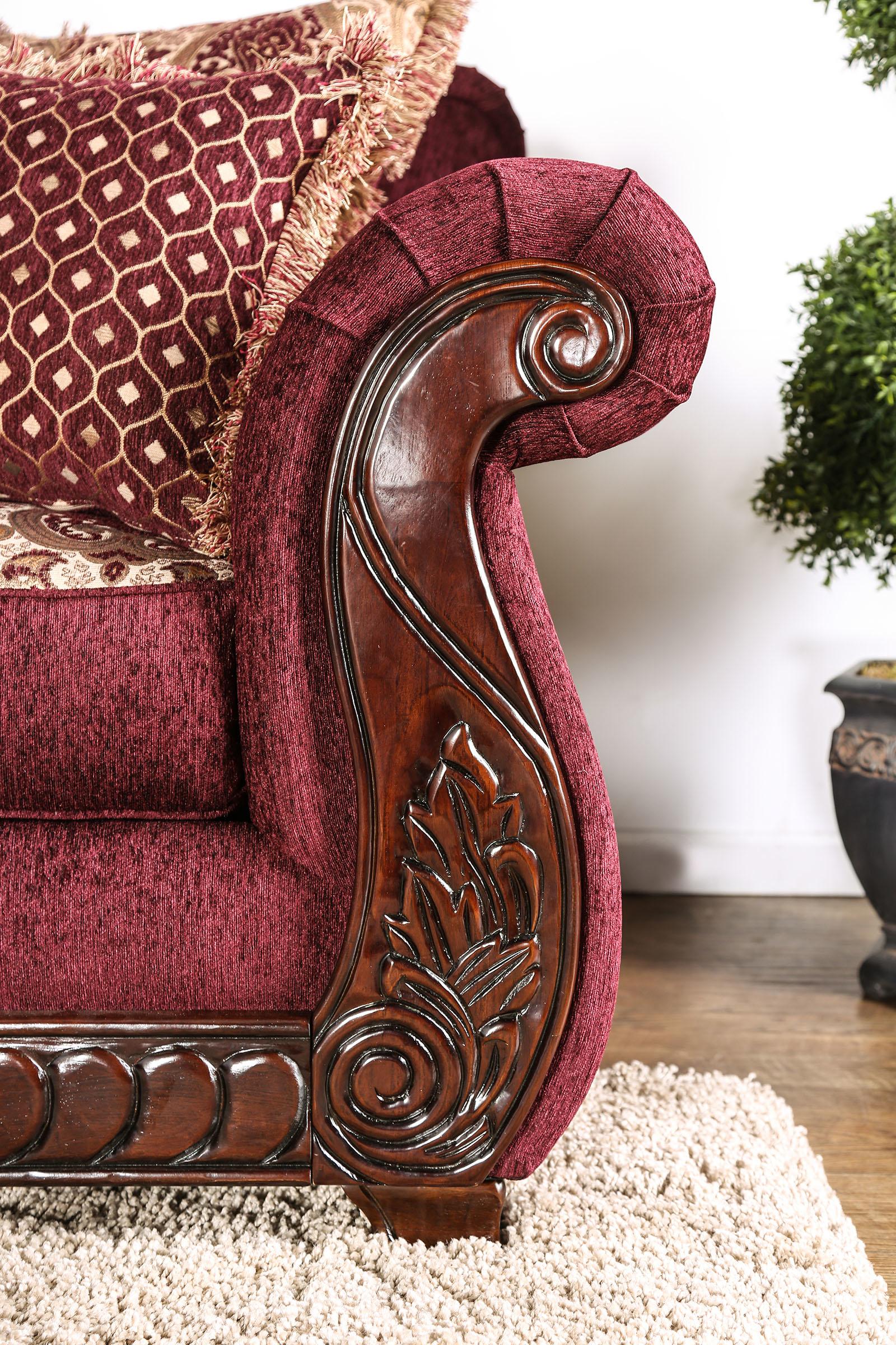 

                    
Buy Traditional Wine & Gold Living Room Set 6pcs Furniture of America Tabitha
