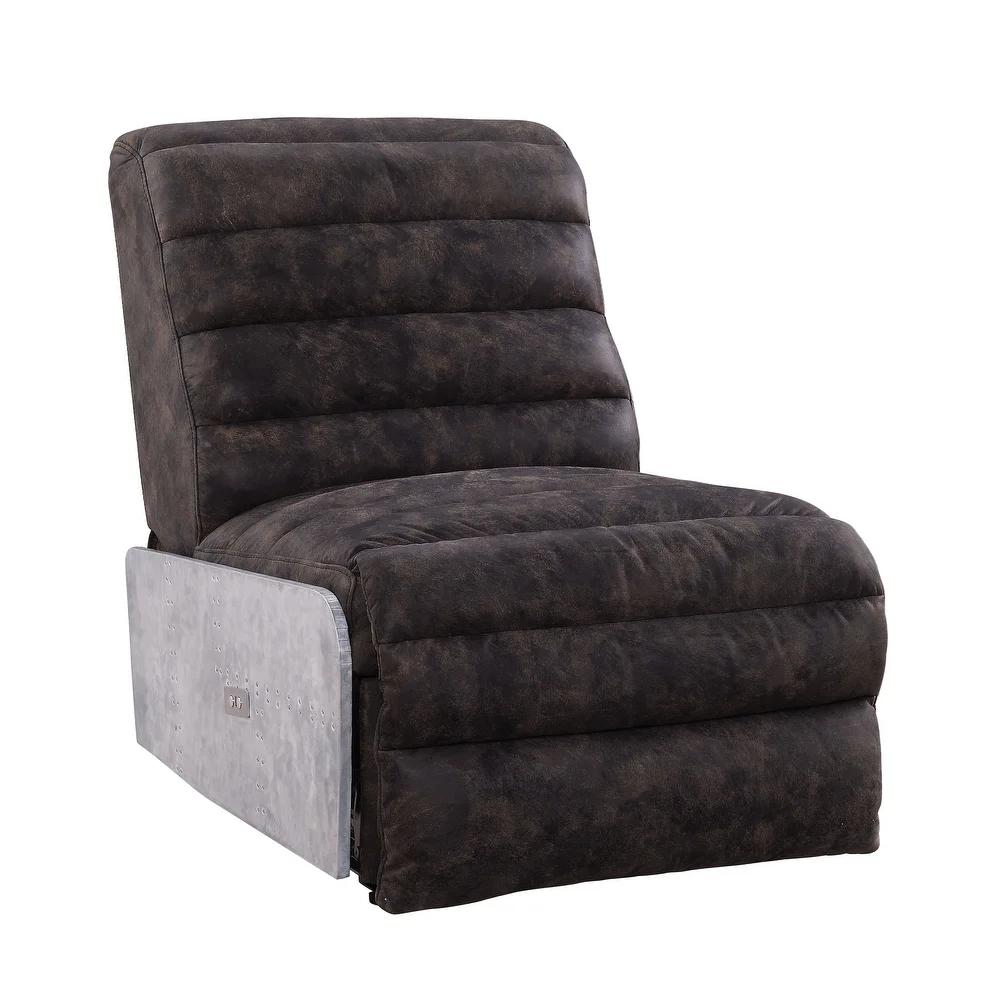 

    
Transitional 2-Tone Gray Top Grain Leather & Aluminum Recliner by Acme Okzuil 59941
