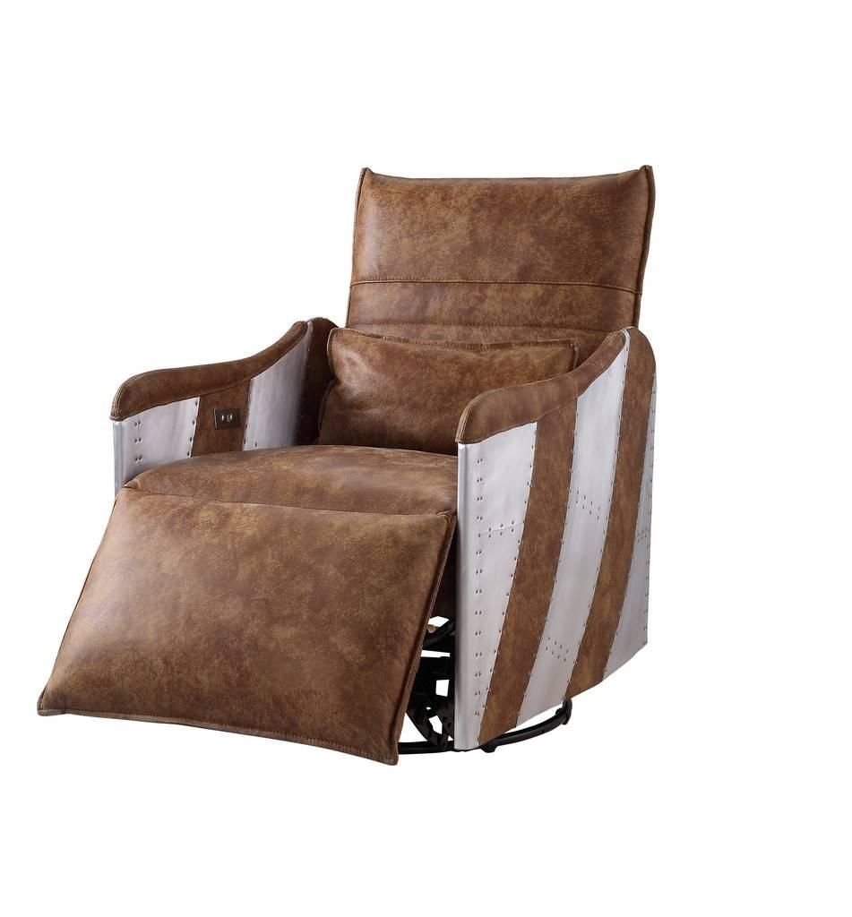 Transitional Recliner Qalurne 59942 in Mocha Top grain leather