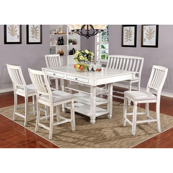 

    
Transitional Antique White Counter Height Table Set 5pcs Furniture of America Kaliyah
