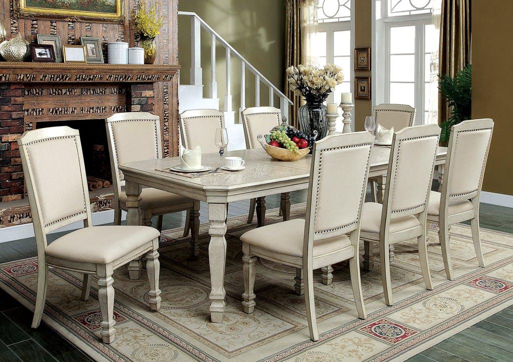 

    
Antique White & Ivory Dining Table Set 7Pcs HOLCROFT CM3600T FOA Transitional
