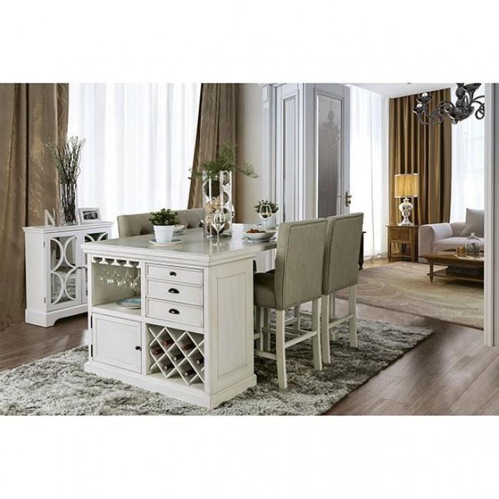 

    
Transitional Antique White Solid Wood Counter Height Table Furniture of America CM3390PT Sutton
